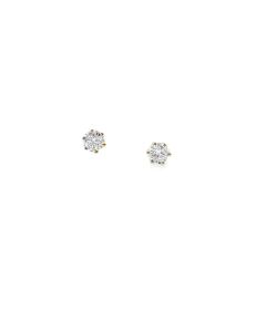 Vintage Diamond Studs earrings combined weight of approx. .50Cts, 14K yellow gold six prong basket mounts. 