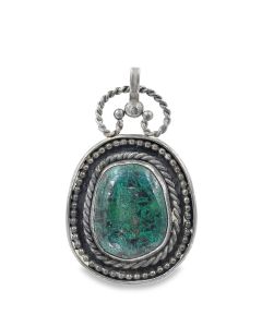 Native American Turquoise Silver Pendant measuring 3 1/4 inches in length, 58 grams. 
