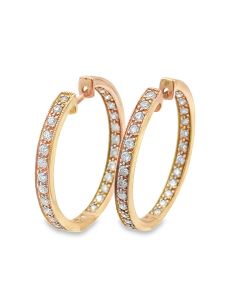 14K Rose Gold Diamond Hoop Earrings, 58 round cut diamonds weighing 2.00Cts, 7.50Dwt/11.70Gr. 