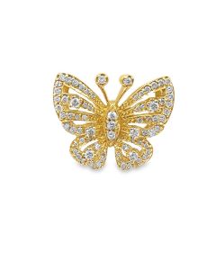 Estate Yellow Gold and Diamond Butterfly Slide Pendant by Sonya B