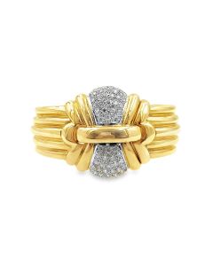 Estate Yellow Gold and Diamond Bangle Bracelet