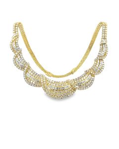 Estate Yellow Gold and Diamond Sectional Swag Bib Necklace 