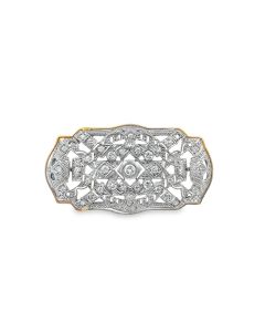 Art Deco Gold & Platinum diamond Brooch / Pendant pave set with 37 diamonds weighing approx. 1.35Cts, 8.80Dwt/13.60Gr., measuring 2 1/4 inches in length. 