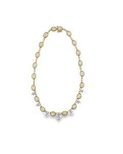 Estate Yellow Gold and Pave Set Diamond Necklace