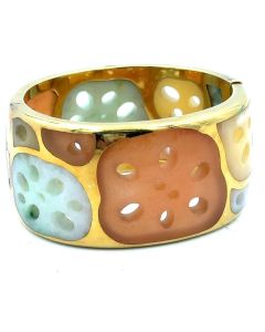 Estate Vintage Tiffany & Co. Carved Jade Lotus Root Bangle Bracelet Designed By Angela Cummings 