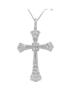 Estate Designer White Gold and Diamond Cross Pendant by Piranesi