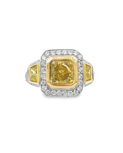 Estate Contemporary Fancy Intense Yellow Diamond Engagement 