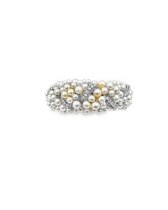 Estate Rare Cultured Pearl and Diamond Cuff Bangle by David Webb 