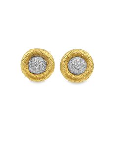 Estate Yellow Gold and Diamond Button Earrings