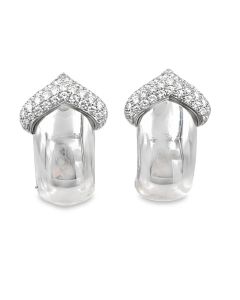 Estate White Gold and Diamond Chevron Pushkin Earrings by Chopard