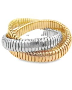 Estate "H Gold" Tri Color Interwoven Stretch Rolling Bracelets