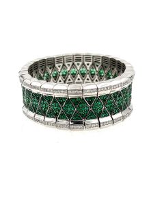 Estate Emerald and Diamond Flex Bracelet by Roberto Procop