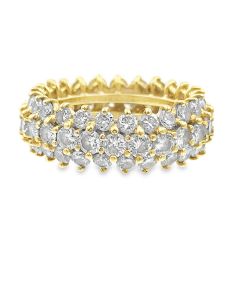 Estate Yellow Gold and Diamond Triple Row Eternity Ring