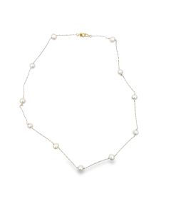 Estate Yellow Gold and Cultured Pearl Necklace 