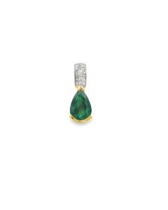 Estate Yellow Gold Diamond and Emerald Pendant