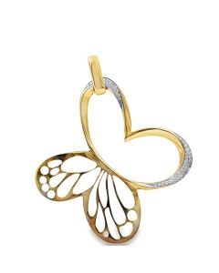 Estate Yellow Gold and Diamond Butterfly Pendant