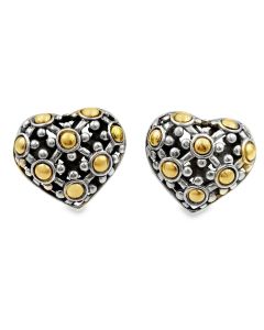 Estate Gold and Sterling Heart Earrings by John Hardy