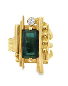 Estate Yellow Gold and Asymmetric Tourmaline Ring 