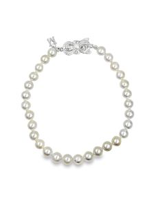 Estate Vintage Straight Line Pearl Bracelet by Mikimoto 