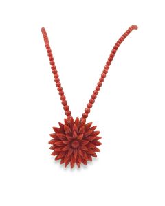 Estate Ox Blood Coral Necklace & Brooch.