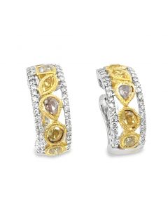 Estate Gold and Diamond Hoop Earrings