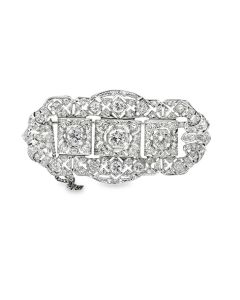 Estate Art Deco Platinum and Diamond Brooch