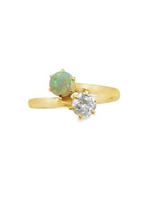 Estate Rare Victorian Diamond and Opal Bypass Ring by Tiffany & Co. 