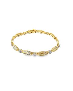 10K Yellow Gold Diamond Bracelet set with 250 diamonds weighing 2.50Cts, 5.40Dwt/8.50Gr., 7 1/4". 