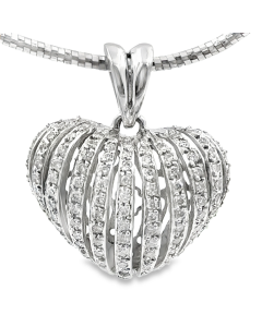 Estate White Gold and Diamond Heart Necklace