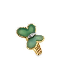 Estate Yellow Gold Hardstone Butterfly Ring by Hammerman Bros.