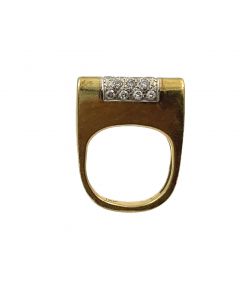 Estate Yellow Gold and Diamond Saddle Ring