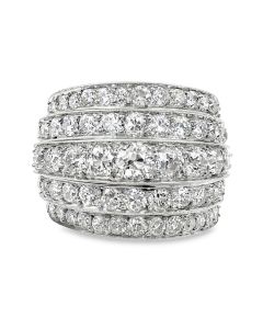 Estate Vintage Platinum and Five Row Diamond Ring