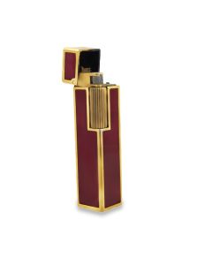 Estate Red Lacquer and Gold Plated Butane Gas Lighter by Cartier Made In France