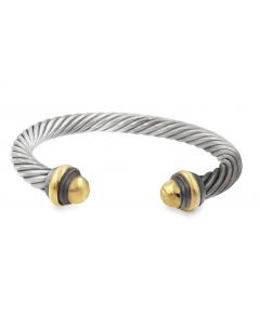 Estate Sterling Silver and Gold Cable Link Bracelet by David Yurman