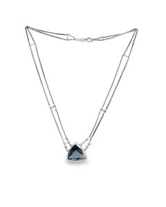 Estate White Gold Diamond and Aquamarine Choker