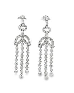 Estate White Gold and Diamond Cascading Ear Pendants by Hearts On Fire