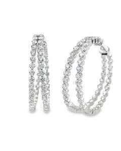 Estate White Gold and Diamond Hoop Earrings 