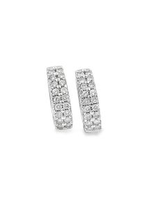 Estate White Gold and Diamonds Hoop Earrings.