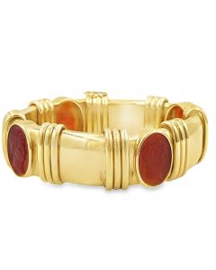 Estate Vintage Yellow Gold and Carnelian Agate Cameo Bracelet 