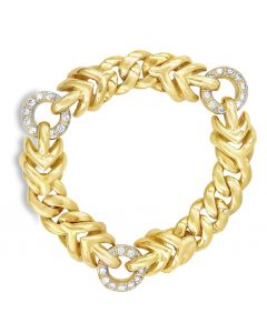 Estate Vintage Yellow Gold and Diamond Bracelet 