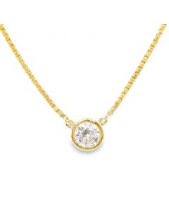 Estate Yellow Gold and Diamond Solitaire Necklace