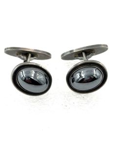 Estate Vintage Sterling Silver and Hematite Cufflinks No. 44 by Georg Jensen