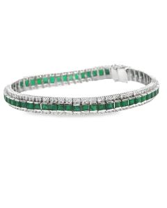 Estate White Gold Diamond and Emerald Bracelet