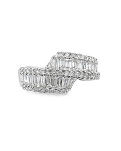 Estate White Gold and Diamond Bypass Ring 