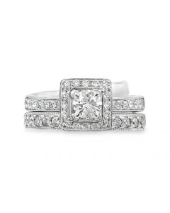 Estate White Gold and Diamond Wedding Suite Ring Set