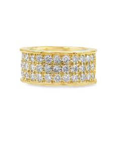 Estate Gold and Diamond Triple Row Diamond Ring