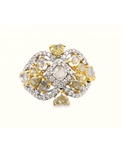 Estate White Gold and Fancy Color Diamond Fashion Ring
