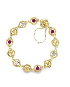 Estate Victorian Yellow Gold and Diamond Three Leaf Clover Bracelet