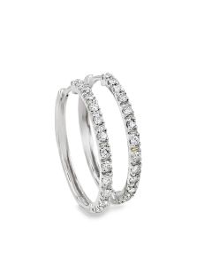Estate White Gold and Diamond Hoop Earrings