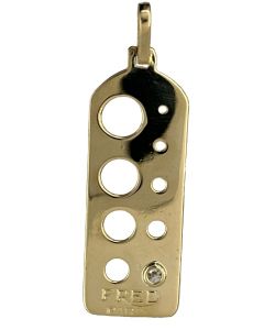 Estate Vintage Gold and Diamond Gauge Tap Pendant by Fred Paris 